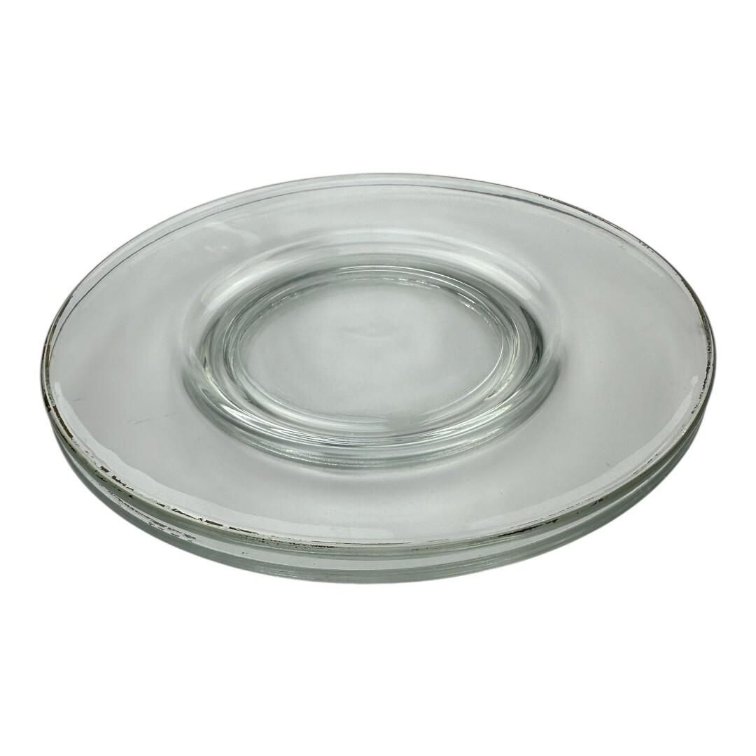 Vintage Glass Salad Plate Clear Gold Trim 6” Set Of 2