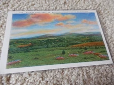 VINTAGE POST CARD SUNRISE OVER LURAY, VA. BLUE RIDGE MOUNTAIN BACKGROUND