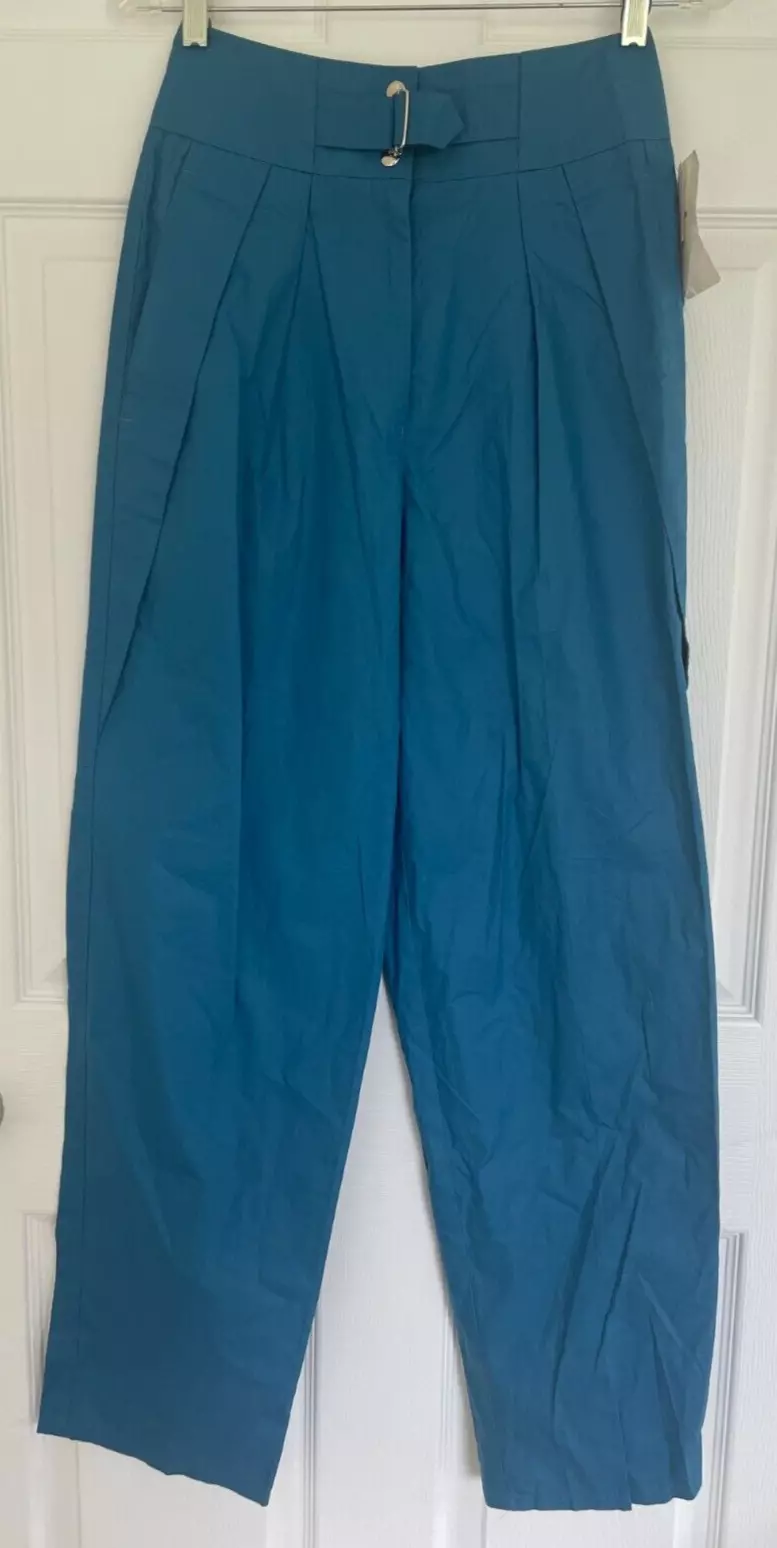 Pantalon plissé femme vintage neuf avec étiquettes Christian Dior Actifs taille haute bleu taille 6