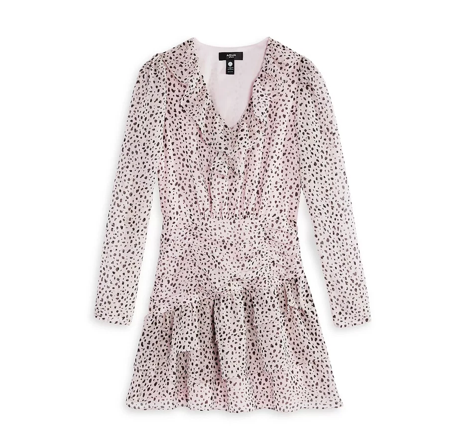 Vestido Aqua para niñas asimétrico con volantes rosa/negro talla L Foto 2 de 2