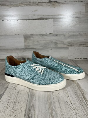 Duke+Dexter Ritchie Printed Suede Leather Turquoise Sneakers/Shoes Men’s  Size 12