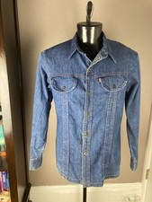 Men s Vintage LEVIS Panatela Orange Tag Denim Shirt Jacket - Large - Altered