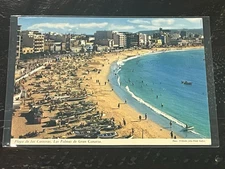 1969 Postcard Playa De Las Canteras Gran Canaria, Canary Islands Beach Scene