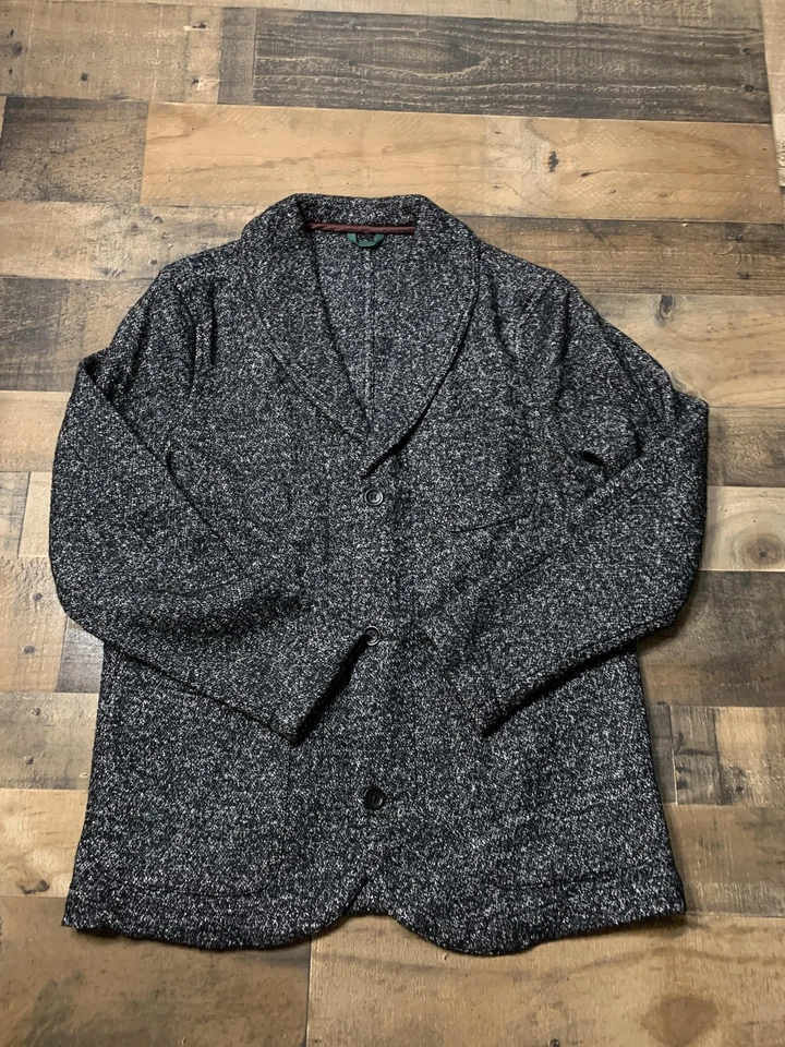 Blazer Suéter Bonobos Para Hombre Mediano Negro Gris Mezcla de Lana Chal Cuello Tejido Foto 2 de 4