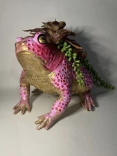 Bristol Novelty AK049 Rubber Toad Frog Figurine CUSTOM RARE PINK GOLD FLOWERS 8”