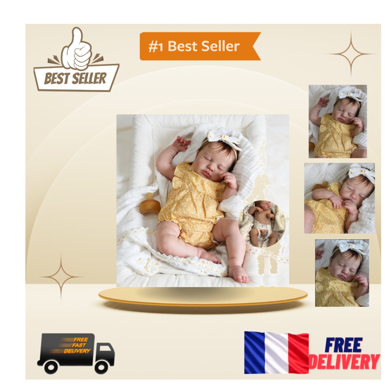 Bébé Reborn Réaliste de 50cm pour des Moments de Jeu Tendres et Compagnon de Nuit pour Enfant