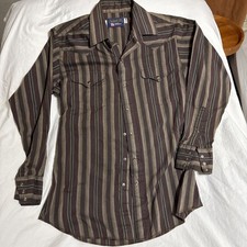 Vintage 80s Panhandle Slim Pearl Snap Shirt Medium 15.5 Striped Western USA