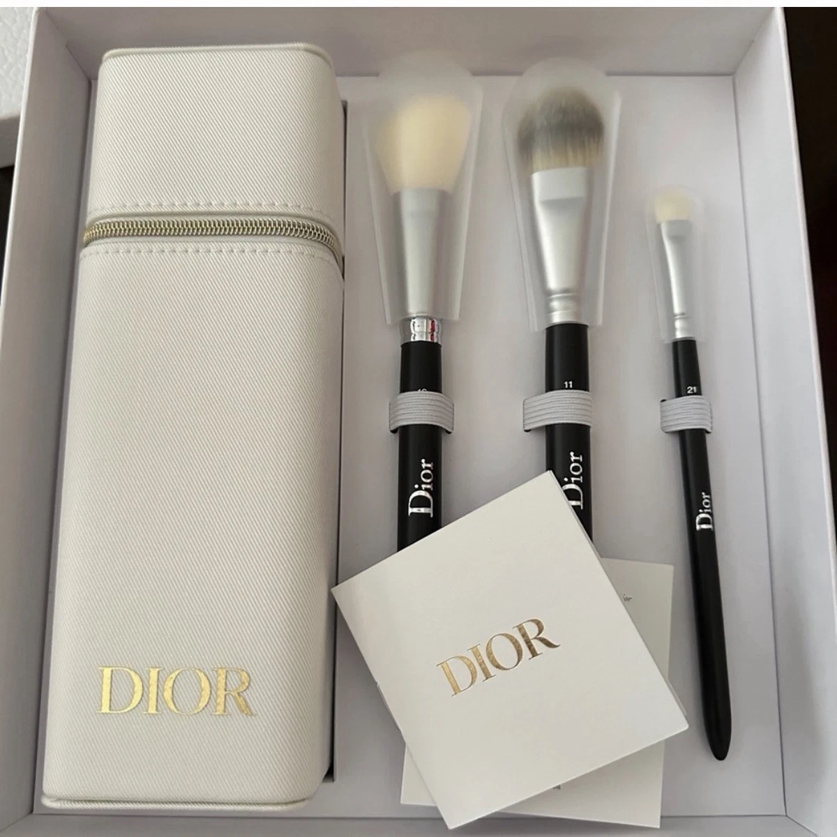 Dior Makeup Brush Set (3) W/ Standing Zippered Storage Case - New