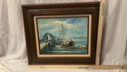 Vintage Hayward Oil Painting Maritime Fishing Harbor Boat Nautical 20”H x 23”W — photo 1