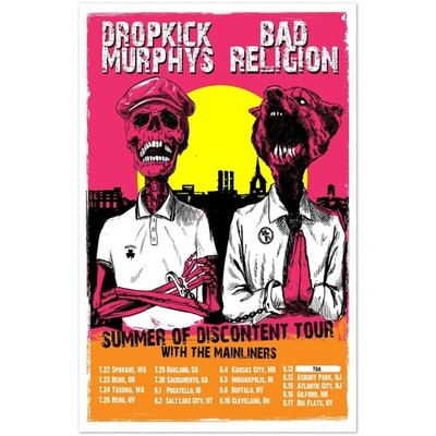 Dropkick Murphys Bad Religion Summer of Discontent Tour Poster