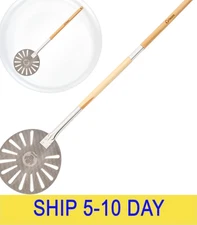 Chef Pomodoro Aluminum Turning Pizza Peel with Detachable Wood Handle for Easy S