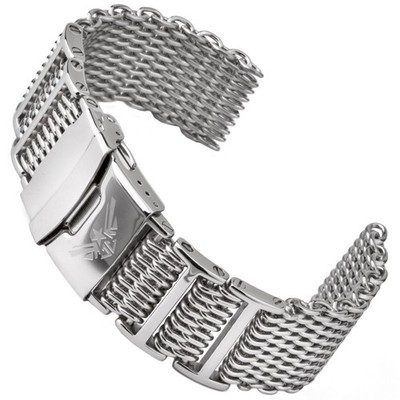Milanaise Uhr Armband SHARK MESH Uhrenarmband POLIERT Edelstahl 316L 4x  H-Link