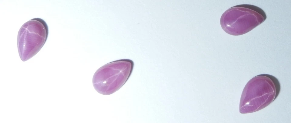 Opaque Star Ruby Pear 6x4 mm Cabochon 6 Rayed Lab-created Stone 5 pieces Lot - Image 3 of 4