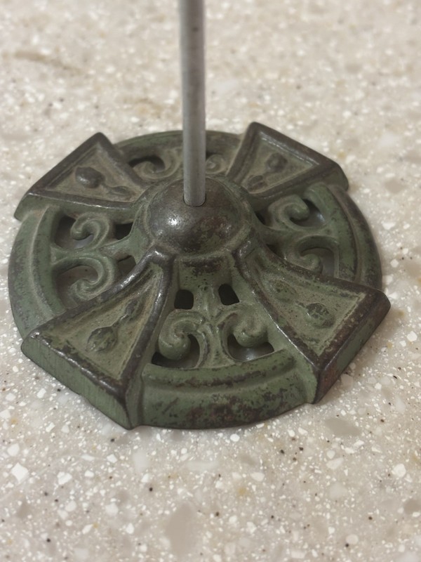 Antique Cast Iron Receipt Holder/ Green Base