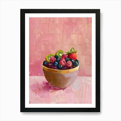 Rosa Frühstück Essen Acai Schüssel 2 Kunst gerahmtes Wandbild Poster Leinwanddruck Bild