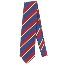 E. Marinella Napoli Burgundy-Navy Blue-Yellow Stripe Twill Silk Tie New
