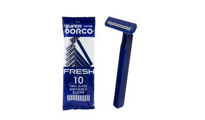 Dorco Super Fresh Twin Blade Disposable Razors - 10 Count (Pack of 1), Multi 