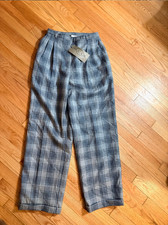 Vintage 90s Oscar de la Renta Wool Plaid High Waist Pleated Trousers Pants NWT