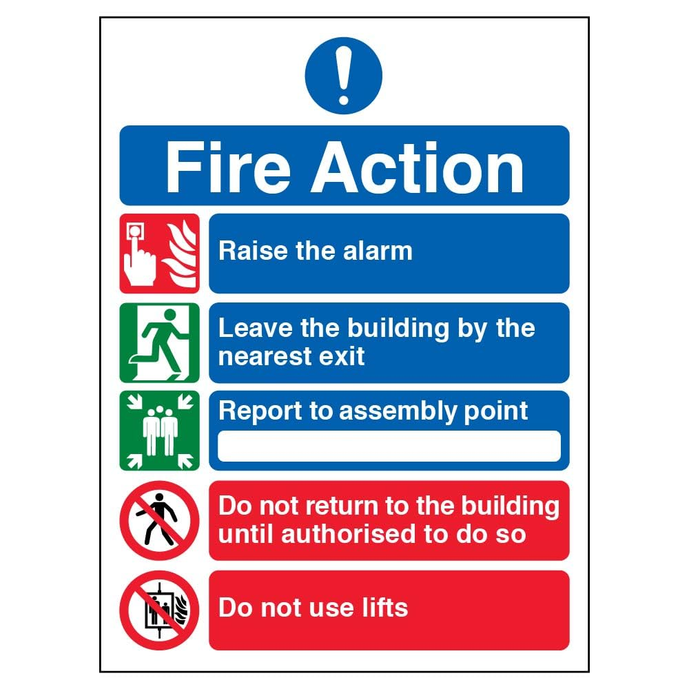V Safety 12005AN-S General Fire Action 5 Message Sign - Portrait - 150Mm X 200Mm