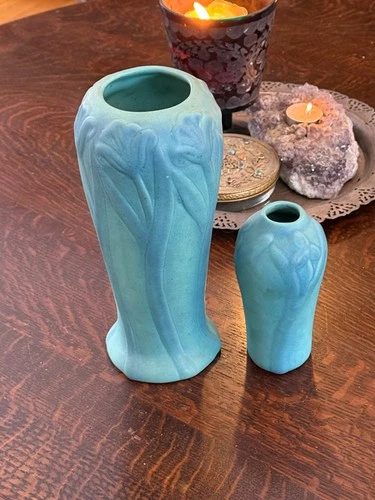 Van Briggle vases - signed antique turquoise beauties - Ming Blue?