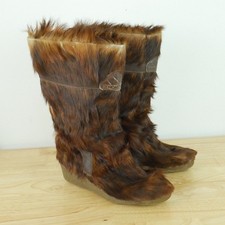 Vintage La Mondiale Fur Boots Apres Ski Italy SHEDDING FLAW EU 41 Brown Retro