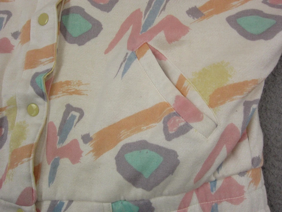 Vintage Izzi Jacket Womens Medium White Abstract Reversible Memphis Design 90s - Image 3 of 4