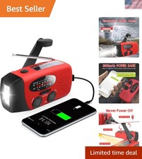 Emergency Hand Crank Radio With LED Flashlight For Emergency, AM/FM NOAA Port...