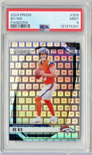 Bo Nix 2024 PANINI PRIZM FOOTBALL PANDORA RC #d/400 Mint PSA 9