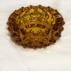 Vintage Fenton Amber Hobnail Glass Ashtray Small Mid Century Art Glass 3.5 "