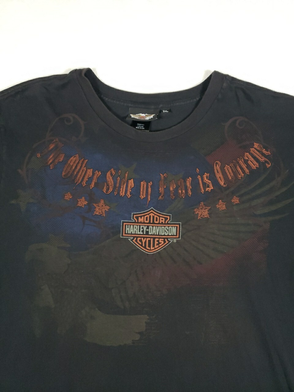 ALTRA Rara maglietta vintage Harley Davidson L'altro lato della paura è il coraggio anni 2000 2XL