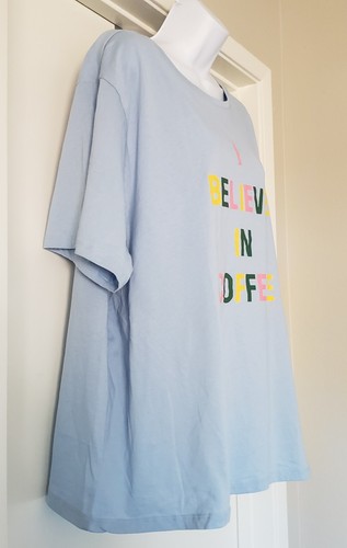 New Ban.do T-Shirt Top Plus Size 3X Graphic Print I BELIEVE IN COFFEE Light Blue - Picture 3 of 8