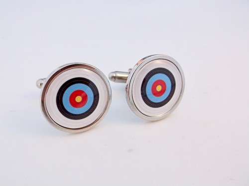 ARCHERY ARCHERS TARGET CUFFLINKS CUFF LINKS BADGE NOVELTY GIFT - Picture 6 of 8