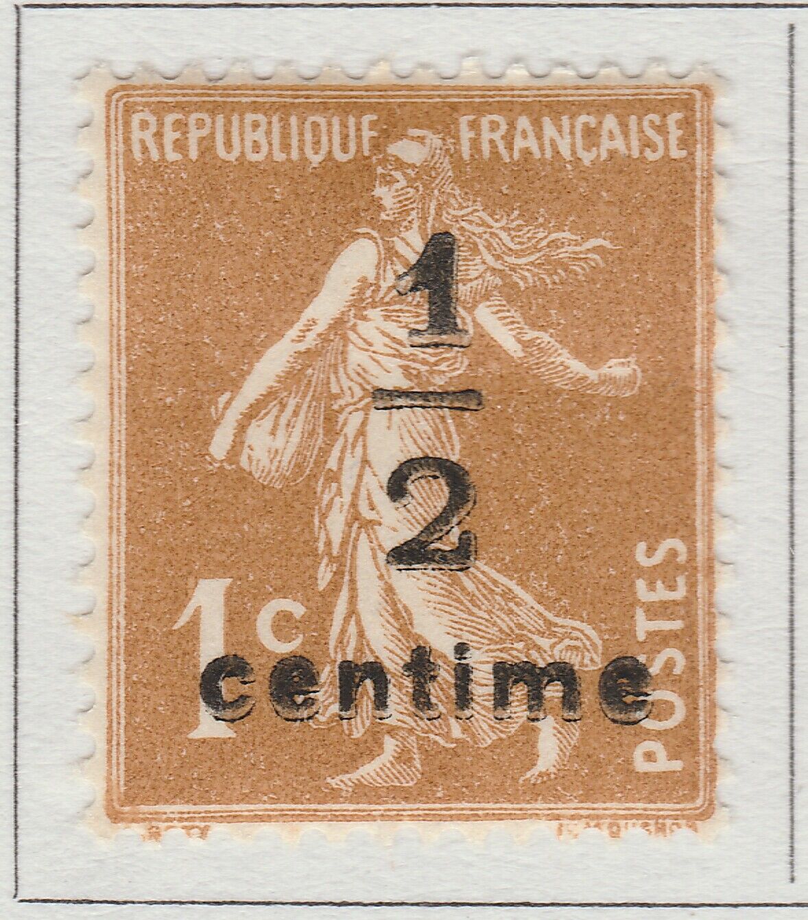 FRANCE Type SEAL limited product Semeuse Surcharged 1932-37 Max 86% OFF 1 2 MH on Bistre A25P27F18095 Stamp 1c