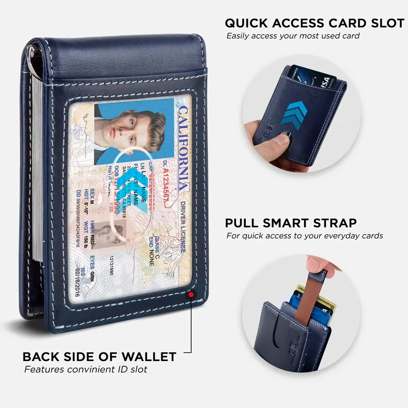 SERMAN BRANDS- Genuine Leather RFID Blocking Slim Minimalist Front Pocket Wallet - Image 3 of 3