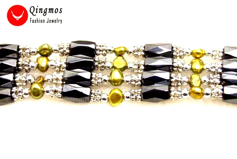 Pulsera magnética de perlas naturales barrocas marrones de 4-5 mm para mujer 38"" Foto 3 de 4