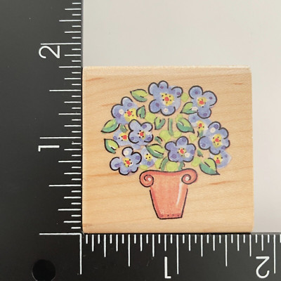 Stampa Rosa Marna Potted Perfection Flowers C50-382 Wood Mounted Rubber Stamp