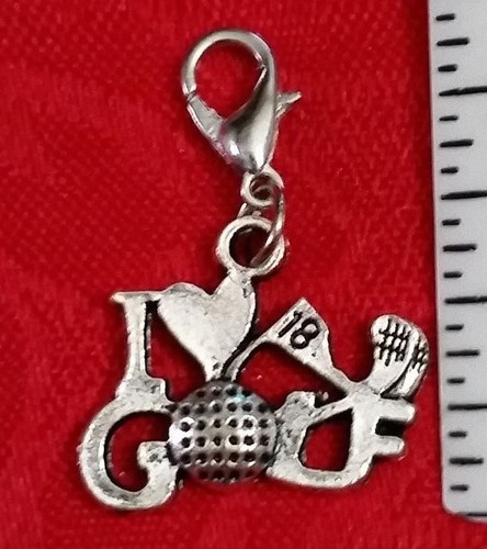 ANTIQUE SILVER GOLF CHARM - CLUB - 18 HOLES - LOVE - NECKLACE - BAIL - LOBSTER - Picture 5 of 17