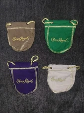 Lot of 4 Crown Royal Mini Bags 50ml Mixed Colors Purple Green Rye & Vanilla Tiny