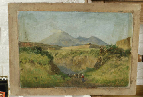 Johann Heinrich Limpert 1858-1938 Ölgemälde antik Vesuv Vulkan mit Landschaft - Bild 2 von 6