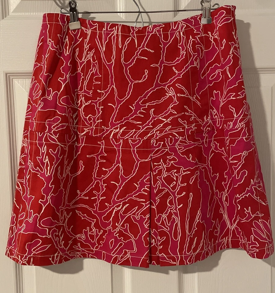 Falda Eccoci Hasta la Rodilla Roja Con Diseño Coral Blanco Talla 8 Foto 2 de 3