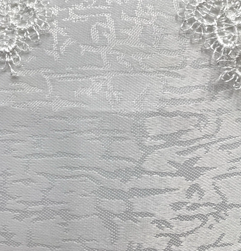 Luxury Cushion Cover Macrammie Lace Damask Weave White Square 16 x 16 inch  - Image 4 of 4