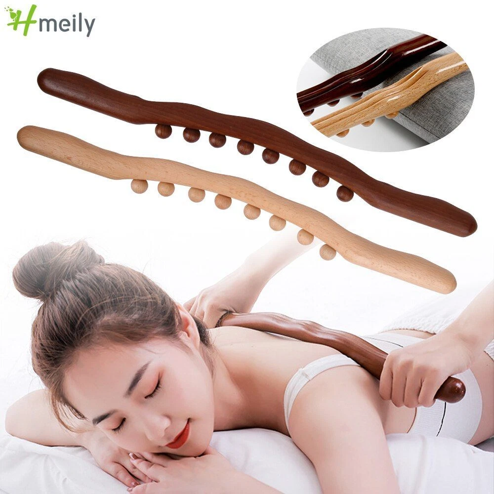 Gua Sha Stick Wooden Body Massage Tool Beads Handheld Abdomen