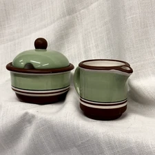 DANSK STACKING Dishes Pistachio Green Cream and Covered Sugar