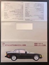 Original 1987 Porsche 944 944S Factory Sales Brochure Mailer 