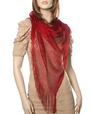 Red 100 Rayon Net Metallic Scarf: Maple Leaf