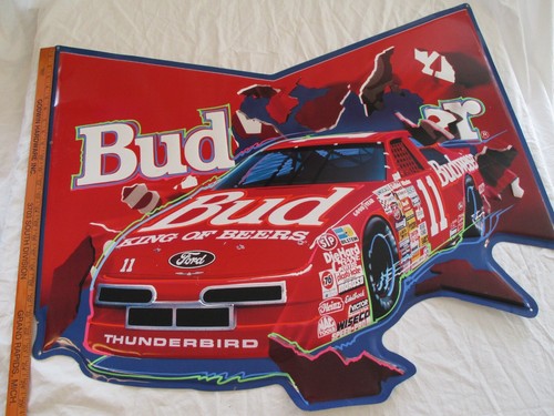 Vintage BUDWEISER Bud #11 Ford Thunderbird NASCAR Metal Sign 29” x 34” Raised. - Picture 2 of 6