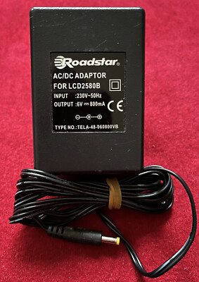 ROADSTAR AC/DC ADAPTER FÜR LCD2580B INPUT 230V-50HZ OUTPUT 6V-800MA SEHR GUT