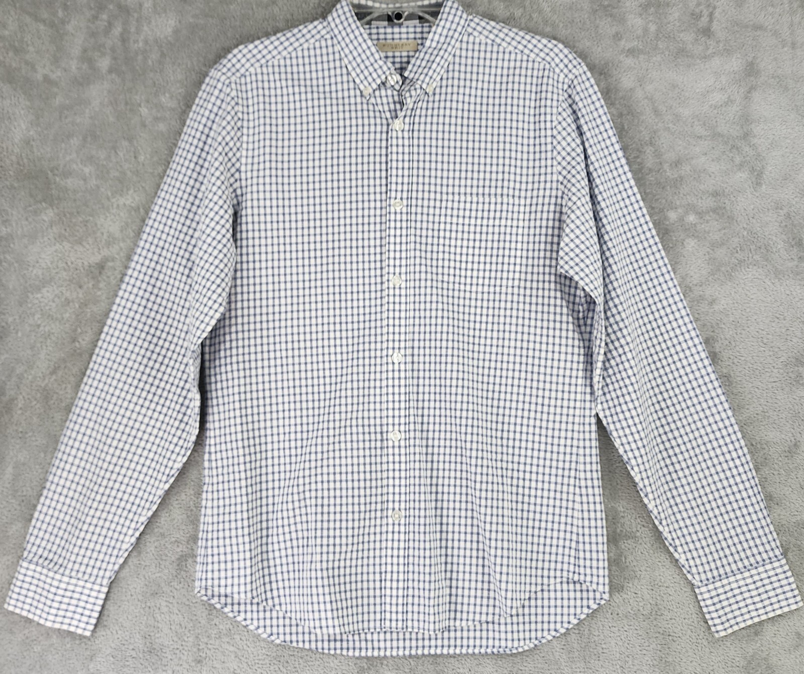 Burberry Brit Shirt Mens Medium Blue White Check Preppy Button Down Long Sleeve