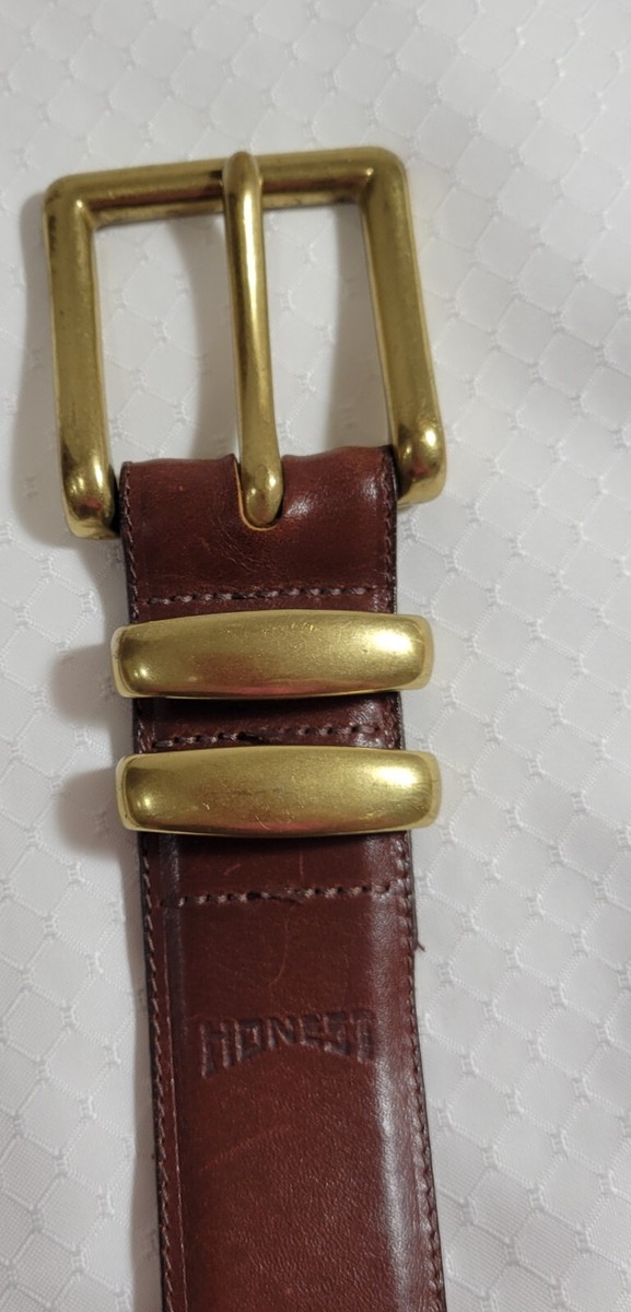 Dark Brown Honest Leather Belt With Brass Buckle Half Circle Belt - English Dark Brown – Brass Blade main image 3