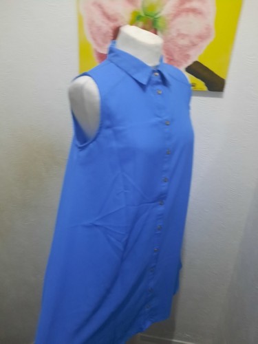Primark Womens Shirt Dress Size UK 10 38 sleeveless blue layering swing dress - Picture 7 of 9